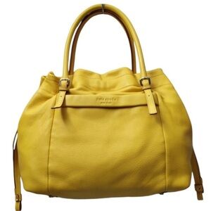 Kate Spade Yellow Pebbled leather Drawstring double handle Satchel Shoul…